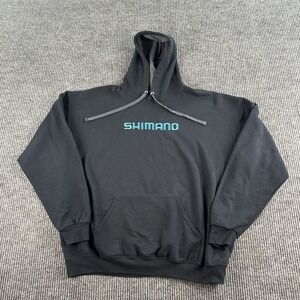 Shimano Hoodie Mens Size XL Black Blue Pullover Center Logo Fishing Sweatshirt